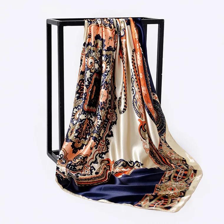 Printed Satin Silk Square Scarves - ElegantScarves.CA
