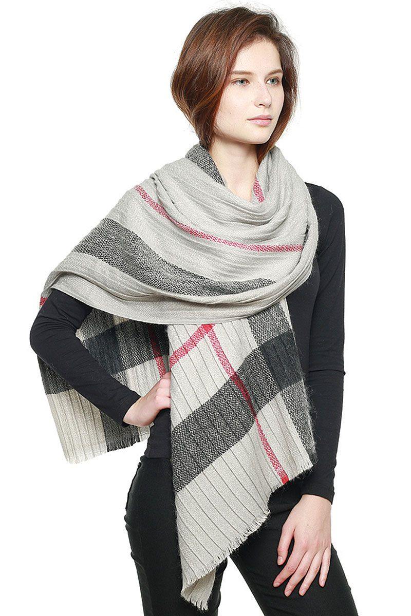 Plaid Pattern Pleated Scarf - ElegantScarves.CA
