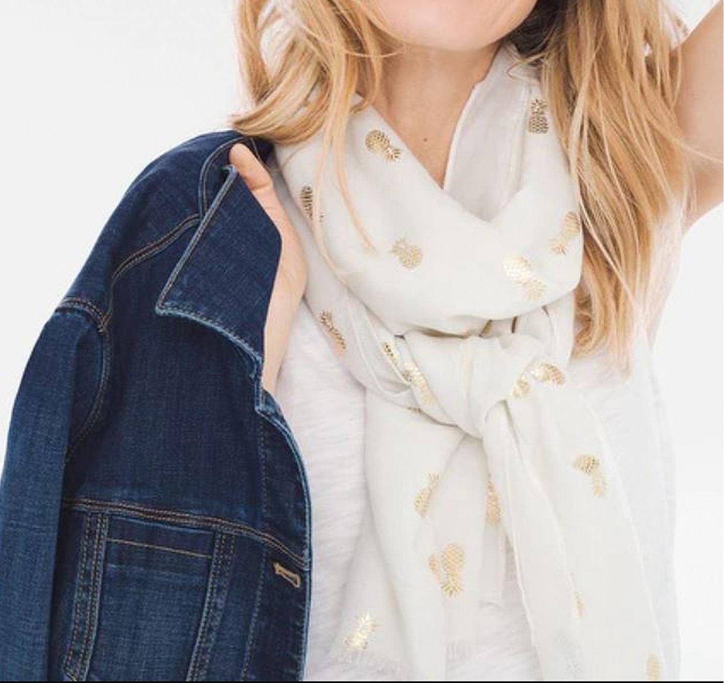 Foil Pineapple Print Scarf - ElegantScarves.CA