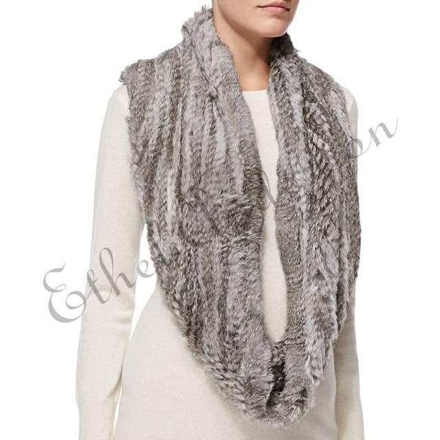 Women's Real Farm Long Rabbit Fur Infinity Scarf Great Fur Wrap Scarves Women's Spring Fall Fashion - ElegantScarves.CA