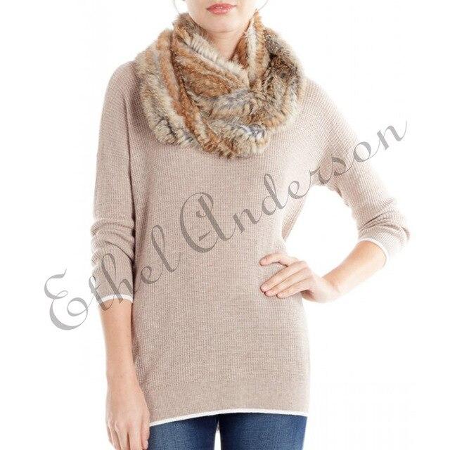 Women's Real Farm Long Rabbit Fur Infinity Scarf Great Fur Wrap Scarves Women's Spring Fall Fashion - ElegantScarves.CA