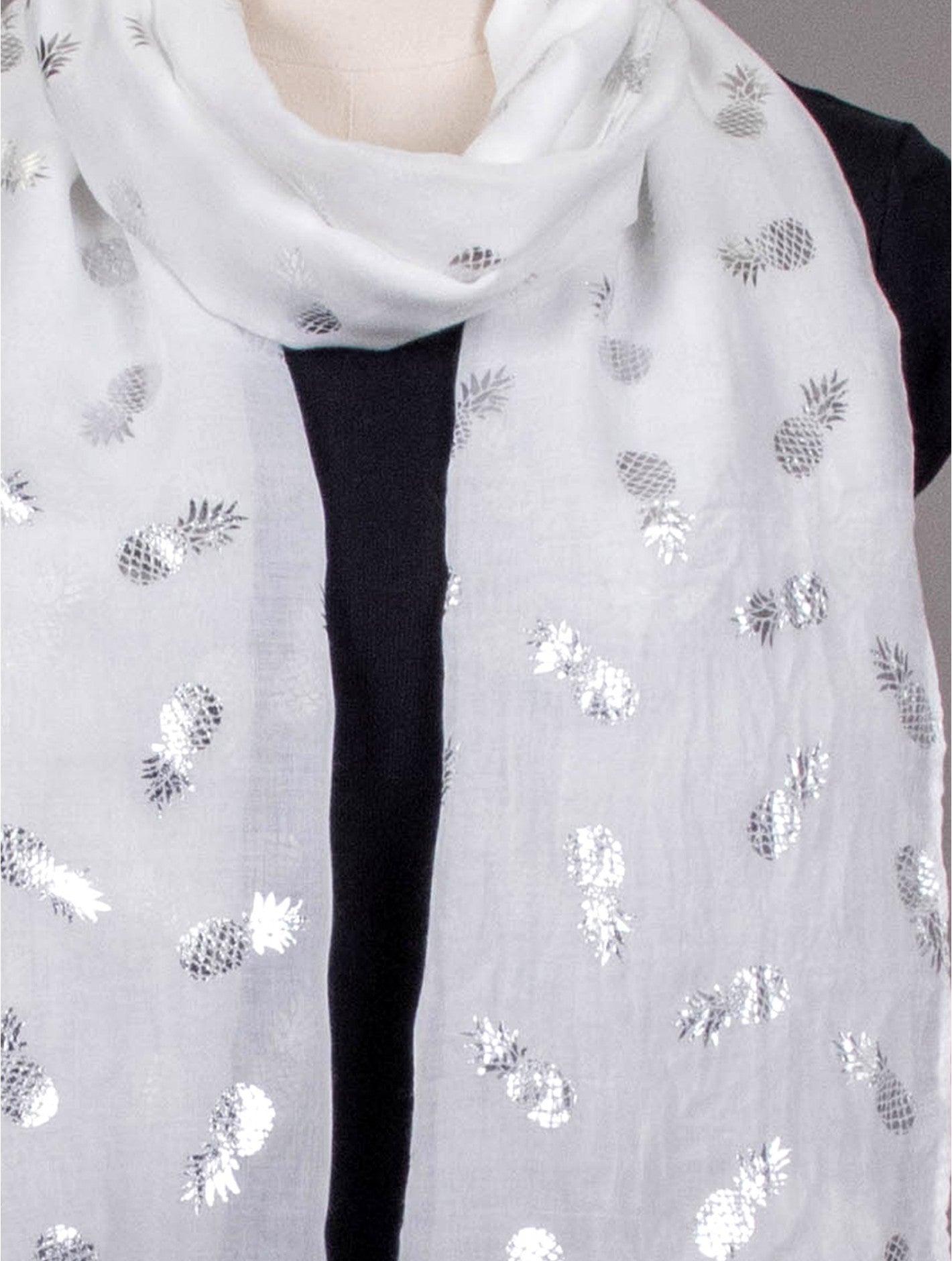 Foil Pineapple Print Scarf - ElegantScarves.CA