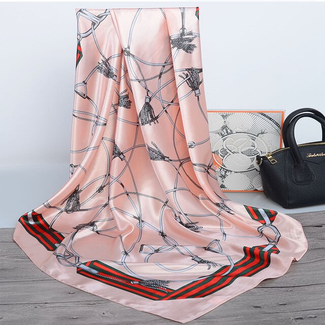 Printed Satin Silk Square Scarves - ElegantScarves.CA
