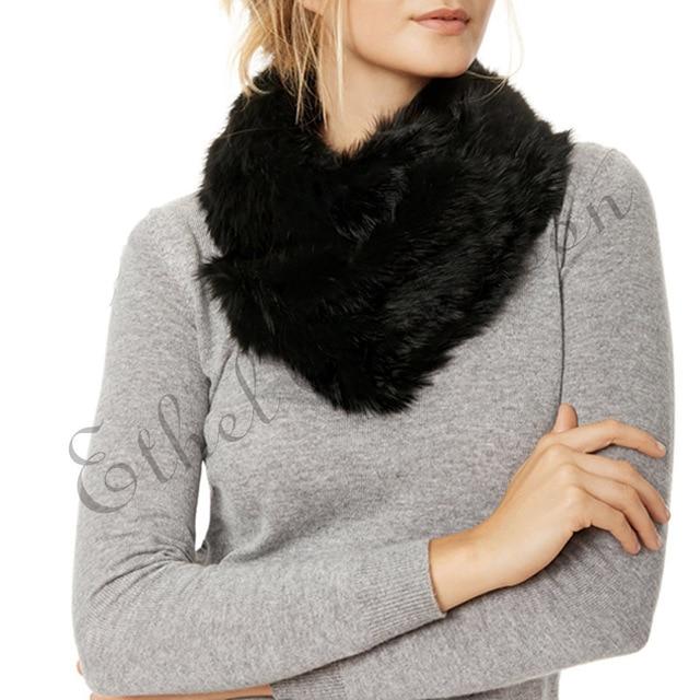 Women's Real Farm Long Rabbit Fur Infinity Scarf Great Fur Wrap Scarves Women's Spring Fall Fashion - ElegantScarves.CA